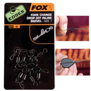 FOX EDGES Kwik Change Drop off inline Swivels Size 7 emerillones para plomo perdido