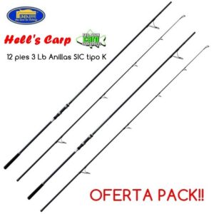 OFERTA PACK: 2 Cañas LINEAFFE PRO TS HELL'S CARP 12 pies 3 lb anilla tipo K