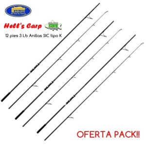 OFERTA PACK: 3 Cañas LINEAFFE PRO TS HELL'S CARP 12 pies 3 lb anilla tipo K