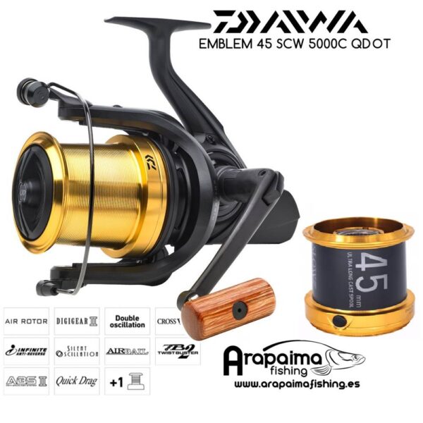 CARRETE DAIWA EMBLEM 45 SCW QD OT + Bobina Extra