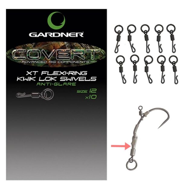 GARDNER XT FLEXI-RING KWIK LOK SWIVELS size 12 10 unid. Enganches rapidos Ronnie rig