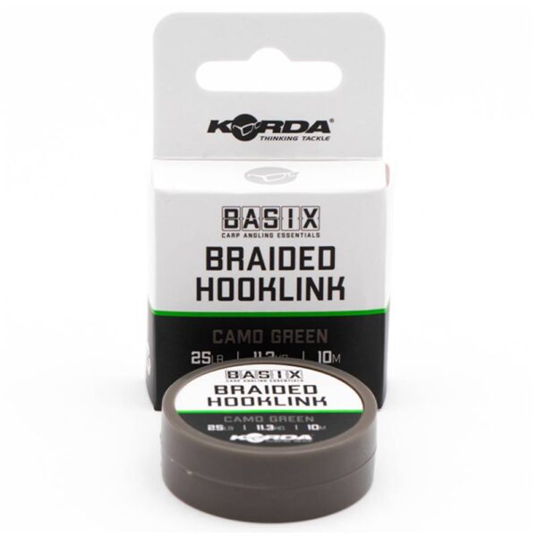 KORDA BASIX BRAIDED HOOKLINK 25lb CAMO GREEN 10 m