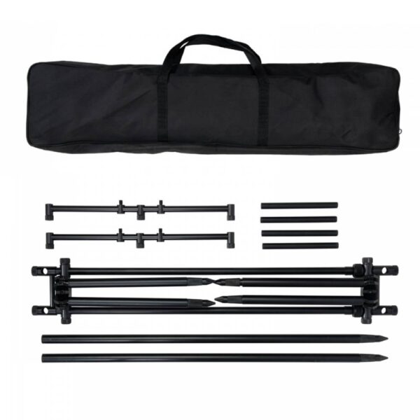 VIRUX STATION ROD POD Aluminio negro para 3 cañas, con patas extra largas - Imagen 3