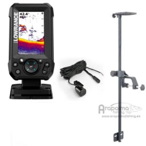 OFERTA PACK: LOWRANCE EAGLE 4x con transductor Bullet Skimmer® Row + Bateria + Cargador+ Soporte barca (elegir opciones) - Sonda + Soporte Barra para barca