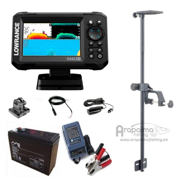 OFERTA PACK: Lowrance EAGLE 5 Splitshot ROW + Bateria + Cargador+ Soporte barca (elegir opciones)