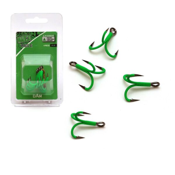 MAD CAT ANZUELOS TRIPLES RECUBIERTOS TREBLE 6X HOOK A-Static nº 1/0 4 pcs