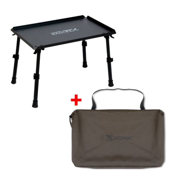 SONIK BANK-TEK Bivvy Table mesa metalica patas regulables con bolso transporte